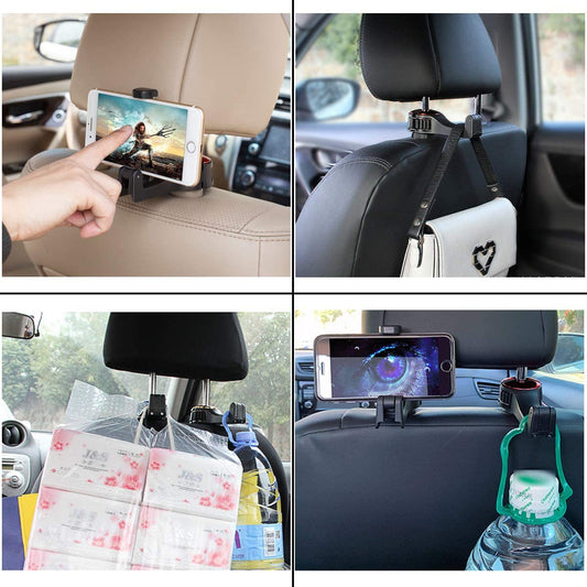 Car seat hook - smart 2-in-1 holder for mobile and other things that can be hung