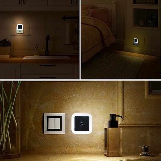 Discreet sensor-controlled LED lamp for wall socket